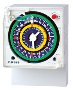 CRONO QRSD Interruttore Orario Elettromeccanico da parete, retroquadro e barra DIN,giornaliero/settimanale,riserva 100 ore, 230V - ORB OB051223