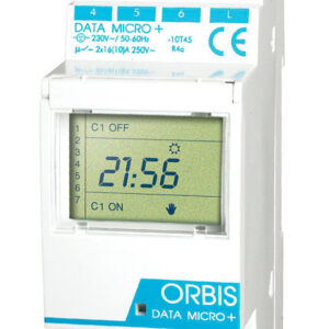 DATA MICRO + Interruttore Orario Digitale 2 moduli DIN,giornaliero/settimanale,1 contatti, 230V - ORB OB172012N
