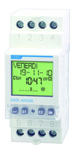 DATA ANUAL Interruttore Orario Digitale 2 moduli DIN,giornaliero/settimanale/ mensile/ annuale,2 contatti, 230V - ORB OB176100