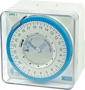 MINI T-QRD Interruttore Orario Elettromeccanico da parete, retroquadro e barra DIN,giornaliero,con riserva 100 ore, 230V - ORB OB251232