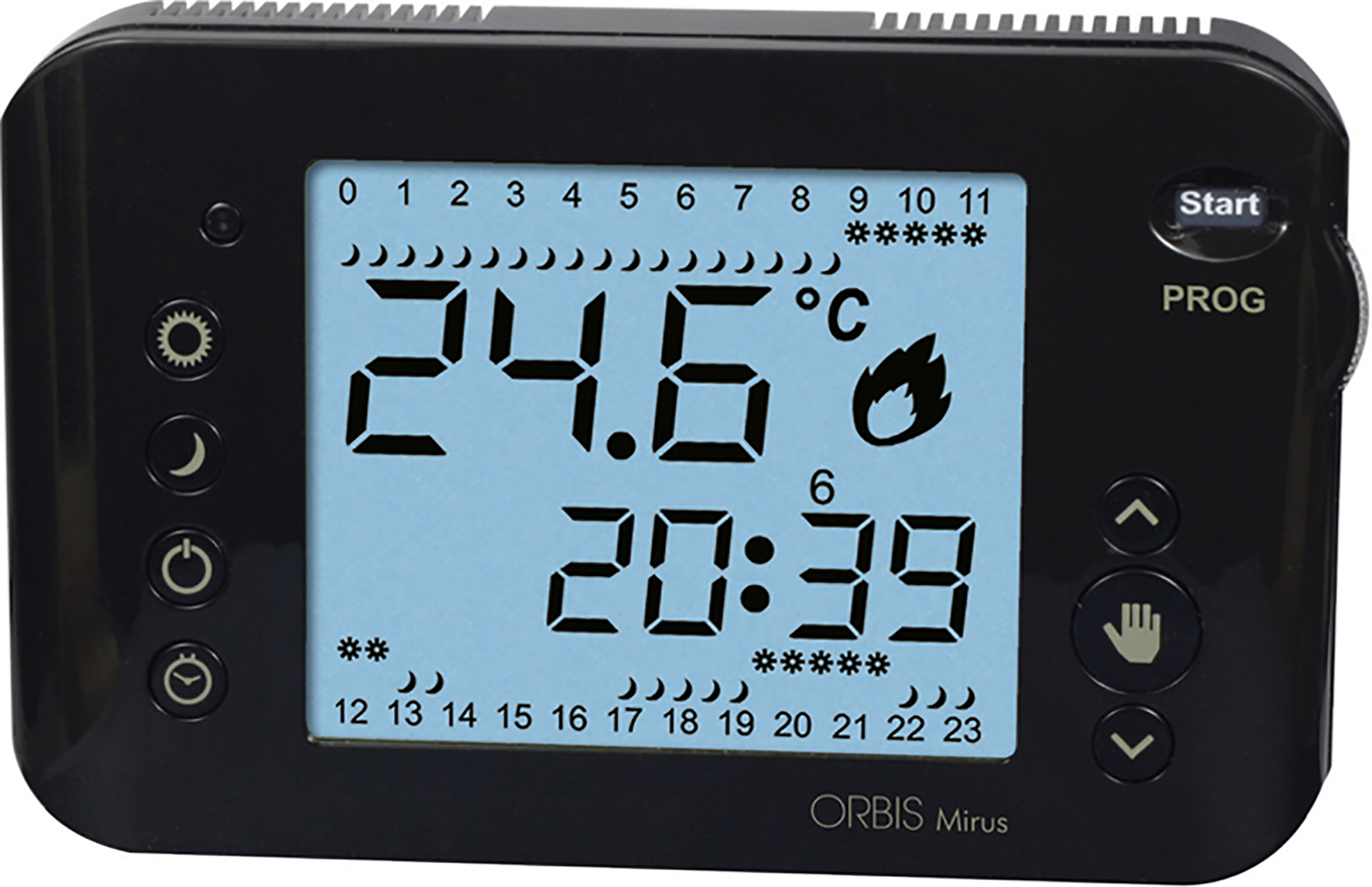 MIRUS ANTRACITE Cronotermostato digitale a batteria, da parete,  programmazione giornaliera/settimanale - ORBIS OB324710 - Orbis Italia