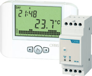 ORUS RF+ATTUATORE Cronotermostato Digitale Da Parete colore BIANCO, 1 relè (Attuatore) 8A/230V, programmazione giornaliera/settimanale,1 batteria 1,5V - ORB OB324900