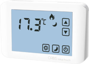VELUS TOUCH BIANCO Termostati Digitali Da Parete con Display Touch, funzione riscaldamento/condizionamento, due livelli impostabili,2 batterie 1,5V - ORB OB326000