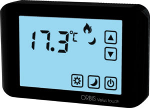 VELUS TOUCH ANTRACITE Termostati Digitali Da Parete con Display Touch, funzione riscaldamento/condizionamento, due livelli impostabili,2 batterie 1,5V - ORB OB326010