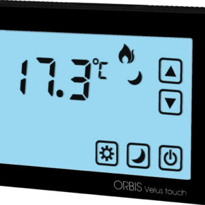 VELUS TOUCH ANTRACITE Termostati Digitali Da Parete con Display Touch, funzione riscaldamento/condizionamento, due livelli impostabili,2 batterie 1,5V - ORB OB326010