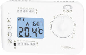 VIRTUS Cronotermostato Digitale Da Parete , programmazione giornaliera con cavalieri, colore BIANCO, Alim. 2 batterie 1,5V - ORB OB326100