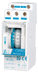 INCA DUO QRD Interruttore Orario Elettromeccanico 2 moduli DIN,giornaliero,riserva 100 ore, 230V - ORB OB330232