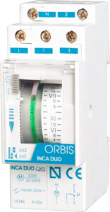 INCA DUO QRS Interruttore Orario Elettromeccanico 2 moduli DIN,settimanale,riserva 100 ore, 230V - ORB OB330432