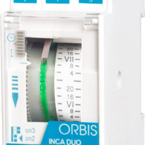 INCA DUO QRS Interruttore Orario Elettromeccanico 2 moduli DIN,settimanale,riserva 100 ore, 230V - ORB OB330432