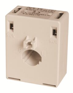 AT20 75/5A TRASFORMATORE Amperometrico , dimensioni barra inseribile 20mm x 5mm, diametro cavo inseribile 16mm, fissaggio tramiste staffa/ barra DIN - ORB OB526320