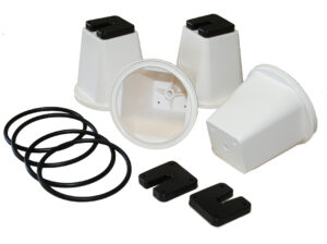 SPB 100 Set 4 supporti a bicchiere completo di o-ring, viti, rondelle e piastrine antivibranti, portata MAX 500 Kg ognuno - ORB OB581000