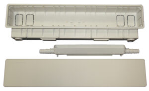 BOX PI Scatola di predisposizione per raccolta condensa,innesto tubo scarico orizzontale destro e sinistro,diametro 16/18/20 mm,540x130x65mm (15 PEZZI) - ORB OB581010