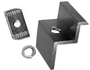 MPT-37 Morsetto TERMINALE fissaggio moduli, colore ALLUMINIO, spessori moduli ammessi 37mm (Vite BM845 OB620850 non compresa) (10 PEZZI) - ORB OB620092
