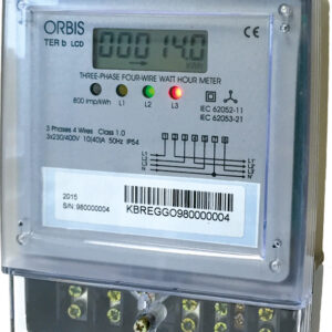 TER b LCD Contatore Trifase Di Energia Attiva, Da Parete ,60A,inserzione diretta, display digitale,lampeggio LED 1.25Wh/imp - ORB OB726001