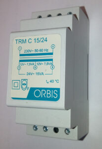 TRM C 15/24 Trasformatori Modulari Per Campanelli , potenza 15 VA, 2 moduli DIN, Tensione primario 230V, Tensione secondario 12/24 VAC - ORB OB86C1524