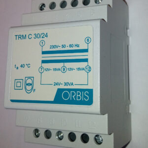 TRM C 30/24 Trasformatori Modulari Per Campanelli , potenza 30 VA, 3 moduli DIN, Tensione primario 230V, Tensione secondario 12/24 VAC - ORB OB86C3024