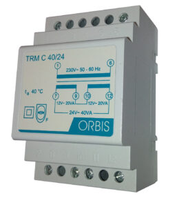 TRM C 40/24 Trasformatori Modulari Per Campanelli , potenza 30 VA, 3 moduli DIN, Tensione primario 230V, Tensione secondario 12/24 VAC - ORB OB86C4024