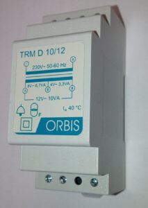 TRM D 10/12 Trasformatori Modulari Per Campanelli , potenza 10 VA, 2 moduli DIN, Tensione primario 230V, Tensione secondario 4/8/12 VAC - ORB OB86D1012