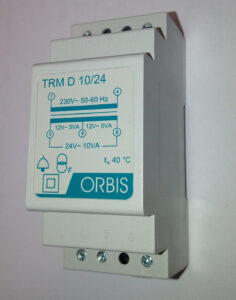 TRM D 10/24 Trasformatori Modulari Per Campanelli , potenza 10 VA, 2 moduli DIN, Tensione primario 230V, Tensione secondario 12/24 VAC - ORB OB86D1024