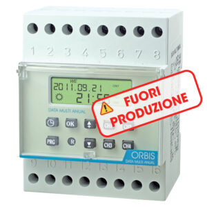 DATA MULTI ANUAL Interruttore orario digitale 4 moduli DIN, giornaliero/settimanale/mensile/annuale, Alim. 230V - ORBIS OB177100