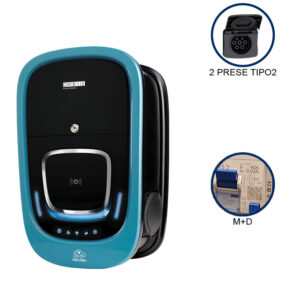 VIARIS COMBI+ BBT2P74ETH MONOFASE 7.4 kW + 7.4 kW 32A, 2 PRESE TIPO 2 e SHUTTER, Protezione Magnetotermica/Differenziale, Ethernet, lettore carte RFID - ORBIS OB94P2CCFA2