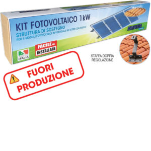 KIT FST-R3141 KIT STRUTTURA DI SOSTEGNO 4 PANNELLI per 4 moduli fotovoltaici in verticale su tetto con tegole o coppi, Staffa DOPPIA REGOLAZIONE - ORBIS OBKT6221