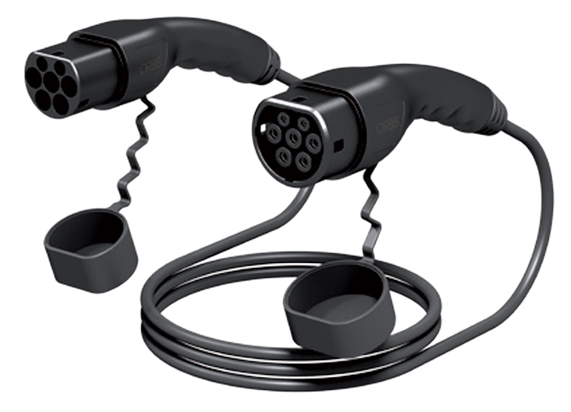 MLT5MT2T232A, cavo ricarica autoveicoli MONOFASE 32A, 5m, connettore maschio TIPO 2 lato stazione e connettore femmina TIPO 1 lato veicolo - ORBIS OB94D052