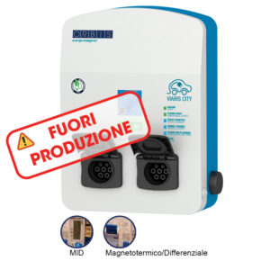VIARIS CITY BBT2SHPE22 TRIFASE 22 kW+22 kW 3x32A, 2 prese TIPO 2 e SHUTTER, 2 protezioni Magnetotermica/Diffrenziale, 2 contatoriMID, lettore carte RFID - ORBIS OBY5R30612
