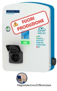 VIARIS CITY BT2SHP37 MONOFASE 3.7 kW 16A, 1 presa TIPO 2 e SHUTTER, protezione Magnetotermica/Diffrenziale, lettore carte RFID - ORBIS OBY1P30012