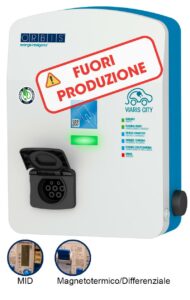 VIARIS CITY BT2SHPE37 MONOFASE 3.7 kW 16A, 1 presa TIPO 2 e SHUTTER, protezione Magnetotermica/Diffrenziale, contatore MID, lettore carte RFID - ORBIS OBY1P30112