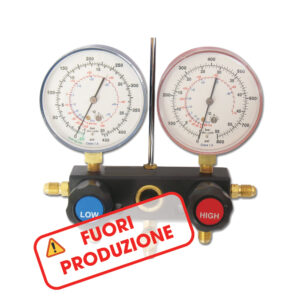 Gruppo manometrico 2 VIE diametro 80 mm, scala bar/psi/°C, classe precisione 1.6 Gas R22-R407C-R134A-R404A Attacchi 4 x 1/4" SAE - ORBIS OB576030