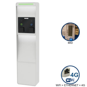 VIARIS CITY+ BBT2E22ETHG TRIFASE 22 kW + 22 kW, 2 prese TIPO 2 e SHUTTER,WiFi+Ethernet+4G, 2 contatori di energia MID, lettore carte RFID - ORBIS OB94C7CCKC4