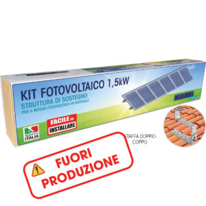 KIT FST-R6DC KIT STRUTTURA DI SOSTEGNO 6 PANNELLI per 6 moduli fotovoltaici in verticale su tetto con doppi coppi, staffa per DOPPIO COPPO - ORBIS OBKT6335