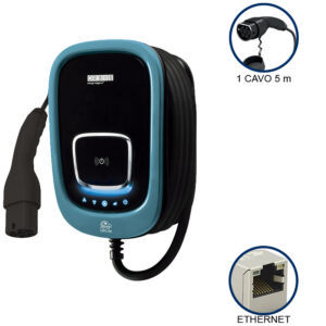 VIARIS UNI CT222ETH TRIFASE 22 kW 3x32A, 1 CAVO e CONNETTORE TIPO 2 lunghezza 5m, WiFi + ethernet, lettore carte RFID - ORBIS OB94U720HA2