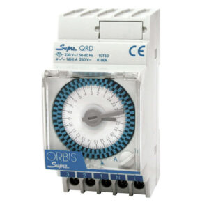 SUPRA QRD Interruttore orario elettromeccanico 2.5 moduli DIN, giornaliero, riserva 150 ore, alimentazione 230V - ORBIS OB290232N