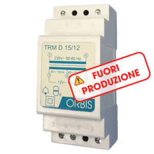 TRM D 15/12 Trasformatori modulari per campanelli, potenza 15 VA, 2 moduli DIN, tensione primario 230V, tensione secondario 4/8/12 VAC - ORBIS OB86D1512
