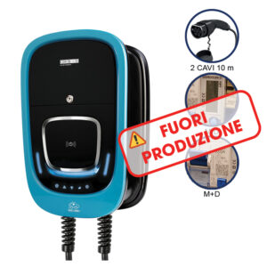 VIARIS COMBI+ CC10T2PE74ETH MONOFASE 7.4 kW + 7.4 kW 32A, 2 CAVI e CONNETTORE TIPO 2 lunghezza 10m, contatore MID, Protezione Magnetotermica/Differenziale, Ethernet, lettore carte RFID - ORBIS OB94P2AAFC2