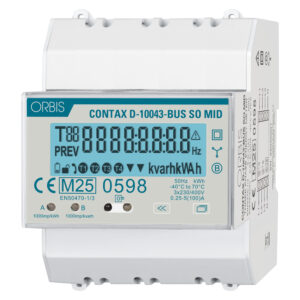 CONTAX D-10043 BUS Contatore trifase energia Multifunzione, MID, 4 Moduli, Comunicazione MODBUS, ins.diretta, 100A, display digitale - ORBIS OB7010002