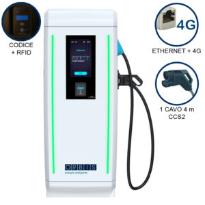 VIARIS LANDER 1CCS80ETHG DC FAST CHARGER 80 kW, 1 uscita: CCS2, Cavo 4m, Ethernet+4G, lettore carte RFID - ORBIS OB94LC0082R0