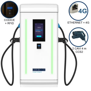 VIARIS LANDER PLUS 2CCS240ETHG DC FAST CHARGER 240 kW, 2 uscite CCS2, Cavo 4m, Ethernet+4G, lettore carte RFID - ORBIS OB94LCC0242R0