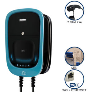 VIARIS COMBI+ CC7T2P74ETH 7.4 kW + 7.4 kW 32A, 2 CAVI e CONNETTORE TIPO 2 lunghezza 7m, Protezione Magnetot./Diff, Ethernet, lettore carte RFID - ORBIS OB94P2GGFA2