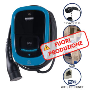 VIARIS UNI+ C10T2PE74ETH MONOFASE 7.4 kW 32A, 1 CAVO e CONNETTORE TIPO 2 lunghezza 10m, lettore carte RFID, WiFi + Ethernet - ORBIS OB94U1A09B2