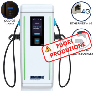 VIARIS LANDER 1CCS1CHA60ETHG DC FAST CHARGER 60 kW, 2 uscite: CCS2+CHAdeMO, Cavo 4m, Ethernet+4G, codice + lettore carte RFID - ORBIS OB94LCH042R0