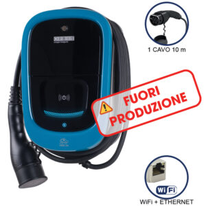 VIARIS UNI+ C10T274ETH MONOFASE 7.4 kW 32A, 1 CAVO e CONNETTORE TIPO 2 lunghezza 10m, lettore carte RFID, WiFi + Ethernet - ORBIS OB94U1A0HA2