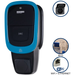 VIARIS UNI+ BT2P22ETH TRIFASE 22 kW 32A, 1 PRESA TIPO 2 con SHUTTER, lettore carte RFID, WiFi + Ethernet - ORBIS OB94U4C09A2