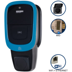 VIARIS UNI+ BT2E22ETH TRIFASE 22 kW 32A, 1 PRESA TIPO 2 con SHUTTER, lettore carte RFID, WiFi + Ethernet - ORBIS OB94U4C0HB2